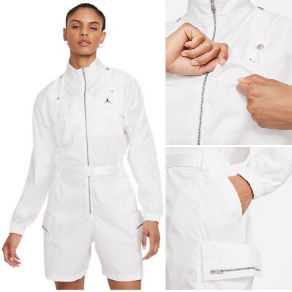Jordan Convertible Sleeve Utility Romper White S